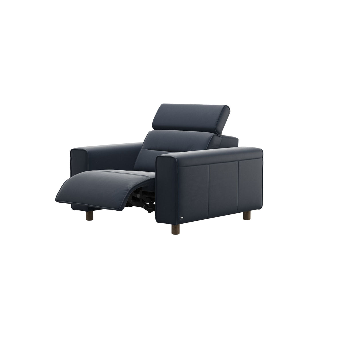 Emily Wide Arm - Chair with Power - Paloma Oxford Blue - Smoked Oak