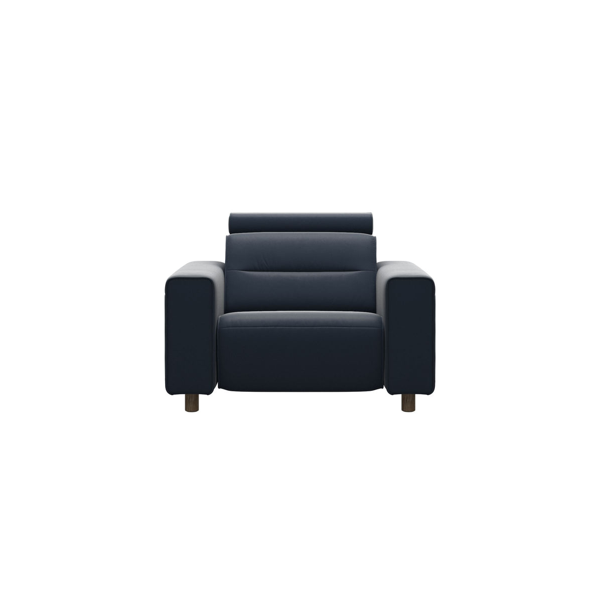 Emily Wide Arm - Chair with Power - Paloma Oxford Blue - Smoked Oak