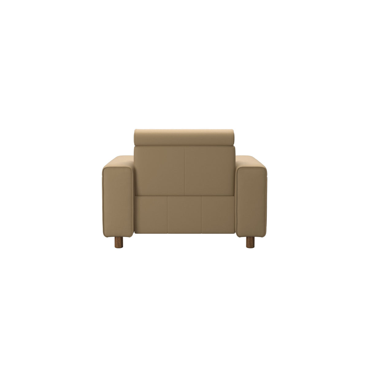 Stressless Emily Wide Arm Chair with Power in Paloma Sand, Teak, rear three-quarter view