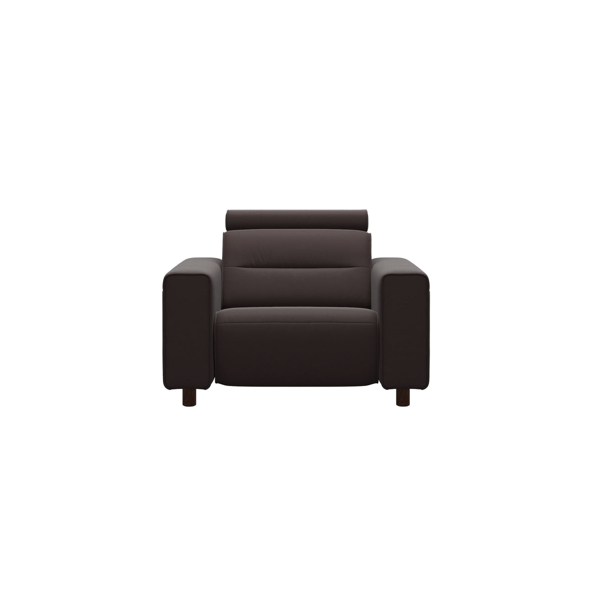 Stressless Emily Wide Arm Chair with Power in Paloma Chocolate, Brown, front view