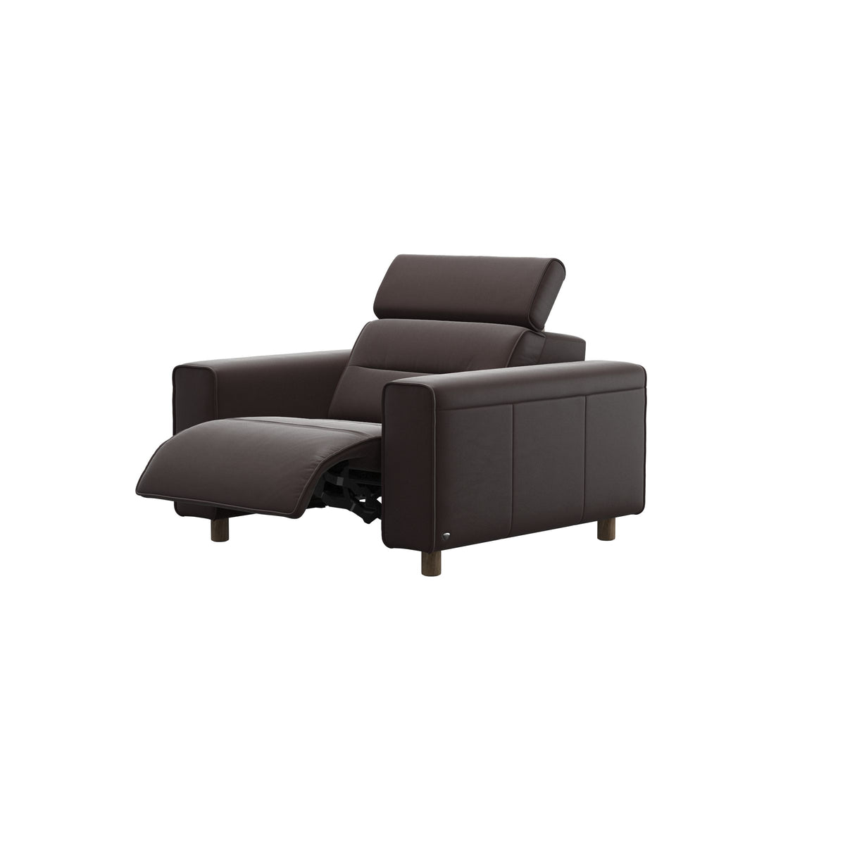Emily Wide Arm - Chair with Power - Paloma Chocolate - Smoked Oak