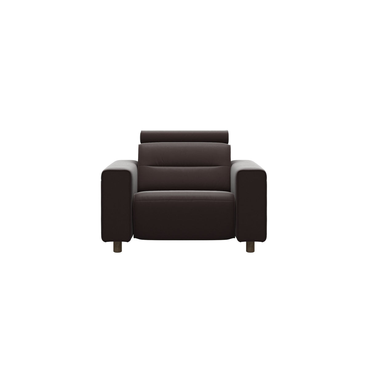 Emily Wide Arm - Chair with Power - Paloma Chocolate - Smoked Oak