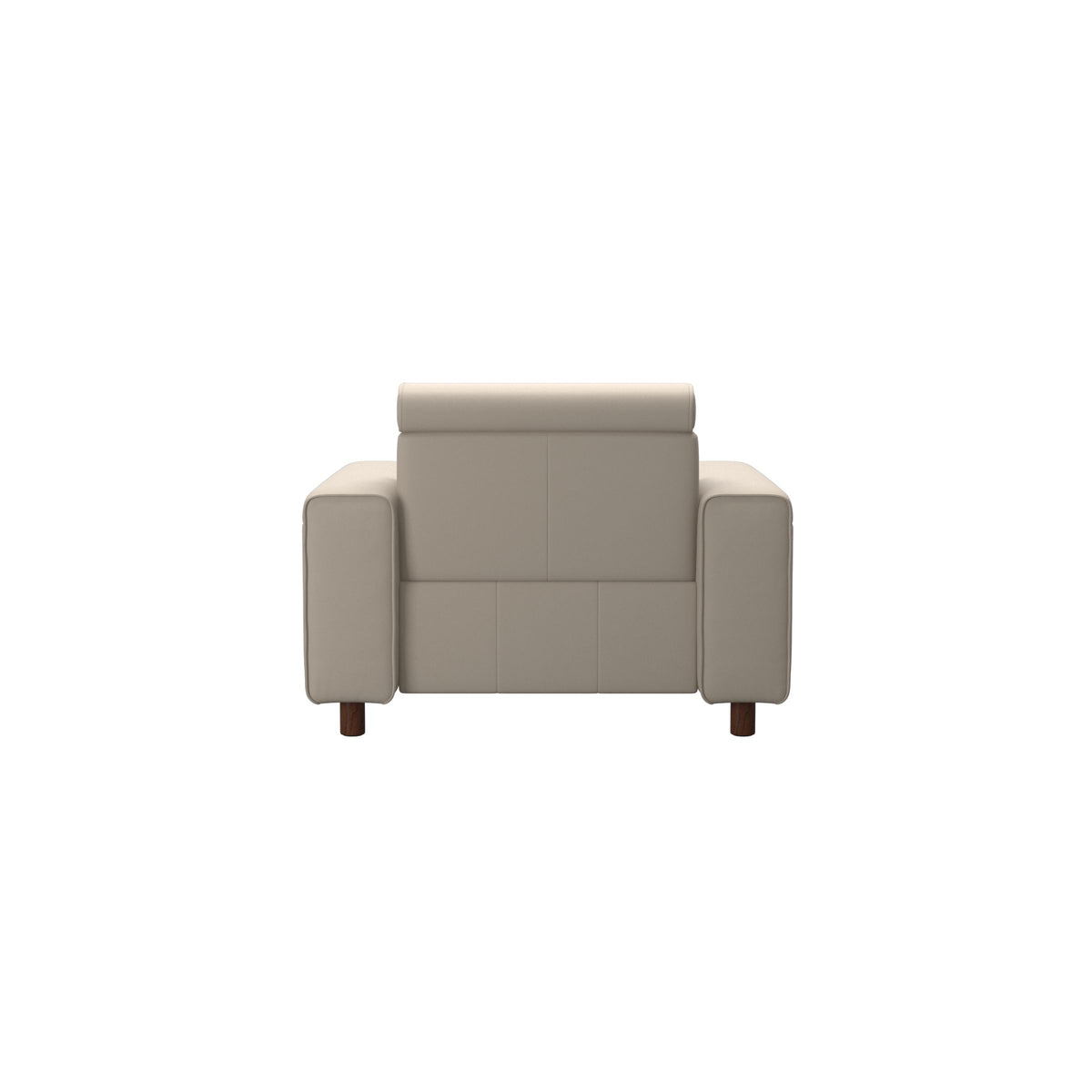 Stressless Emily Wide Arm Chair with Power in Paloma Fog, Brown, rear three-quarter view
