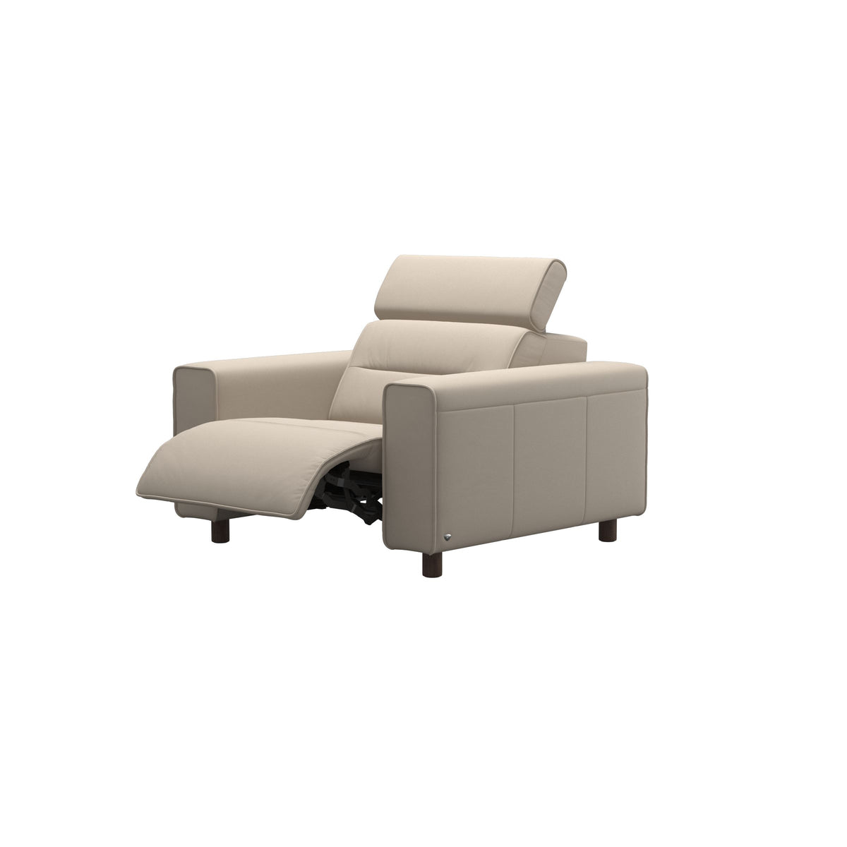 Stressless Emily Wide Arm Chair with Power in Paloma Fog, Wenge, side view