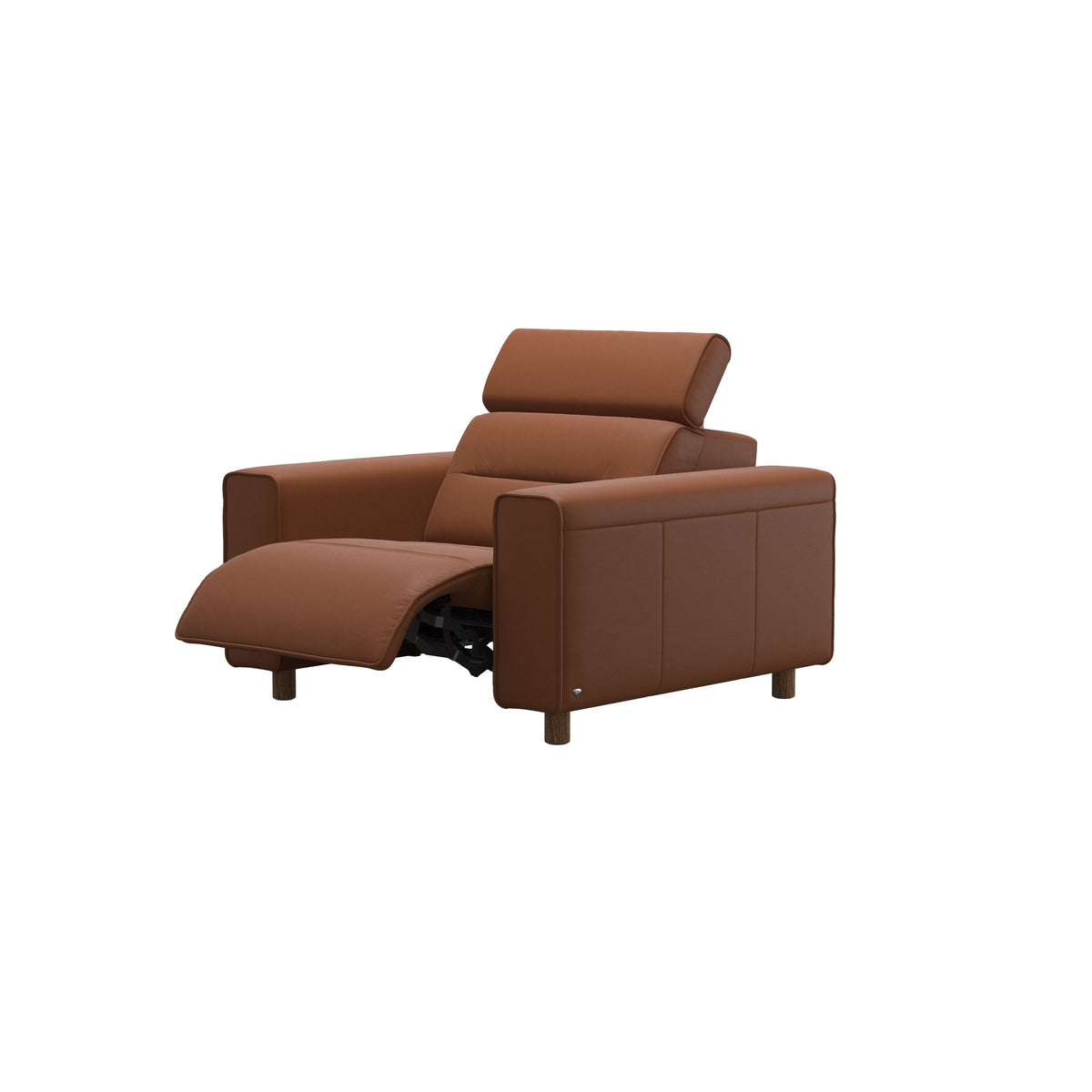 Stressless Emily Wide Arm Chair with Power in Paloma New Cognac, Teak, side view