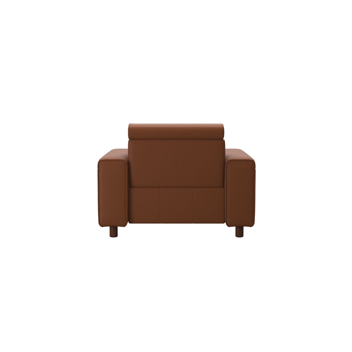Stressless Emily Wide Arm Chair with Power in Paloma New Cognac, Brown, rear three-quarter view