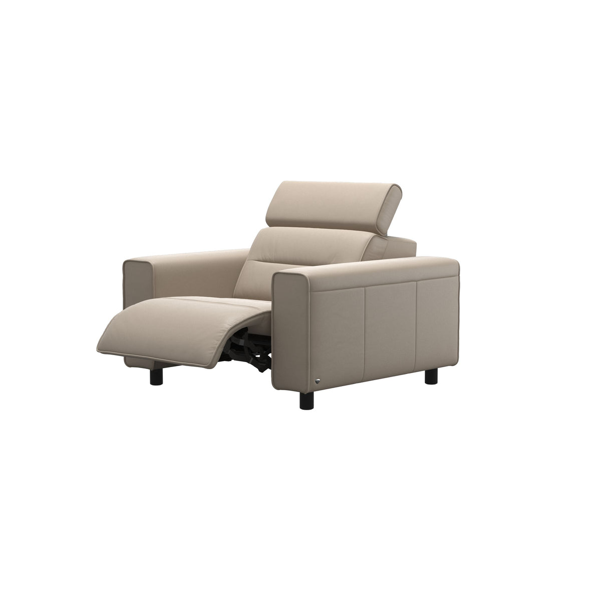 Stressless Emily Wide Arm Chair with Power in Paloma Mushroom, Black, side view