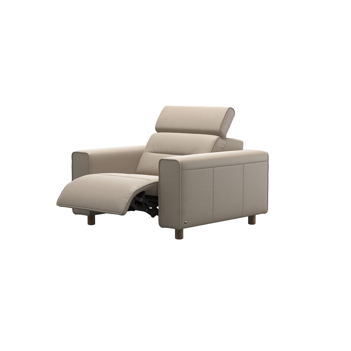 Emily Wide Arm - Chair with Power - Paloma Mushroom - Smoked Oak