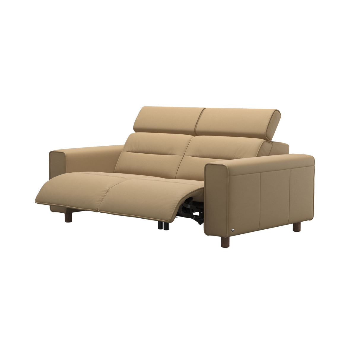 Emily Wide Arm - 2-Seater Sofa with 2 Power Seats - Paloma Sand - Walnut