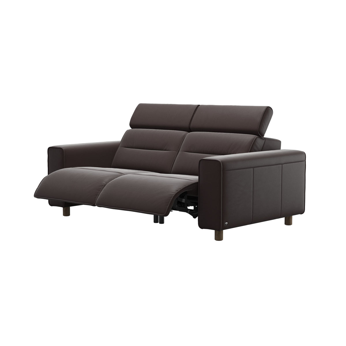 Emily Wide Arm - 2-Seater Sofa with 2 Power Seats - Paloma Chocolate - Smoked Oak