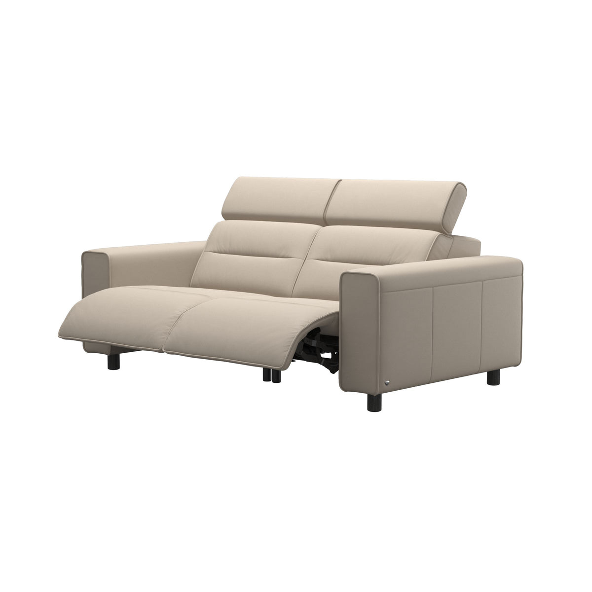 Stressless Emily Wide Arm 2-Seater Sofa with 2 Power Seats in Paloma Fog, Grey, side view