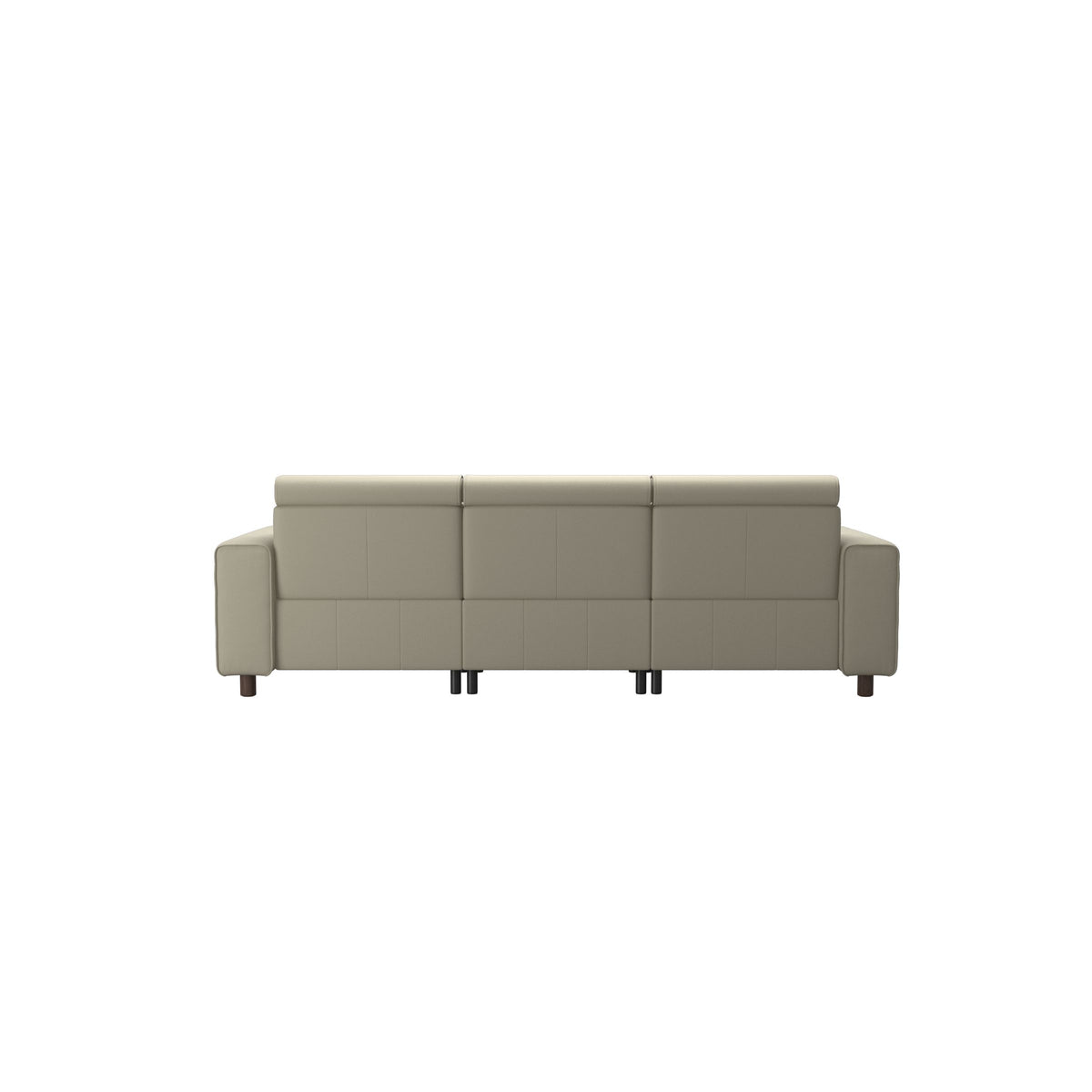 Stressless Emily Wide Arm 3-Seater Sofa with 2 Power Seats in Paloma Light Grey, Wenge, rear three-quarter view