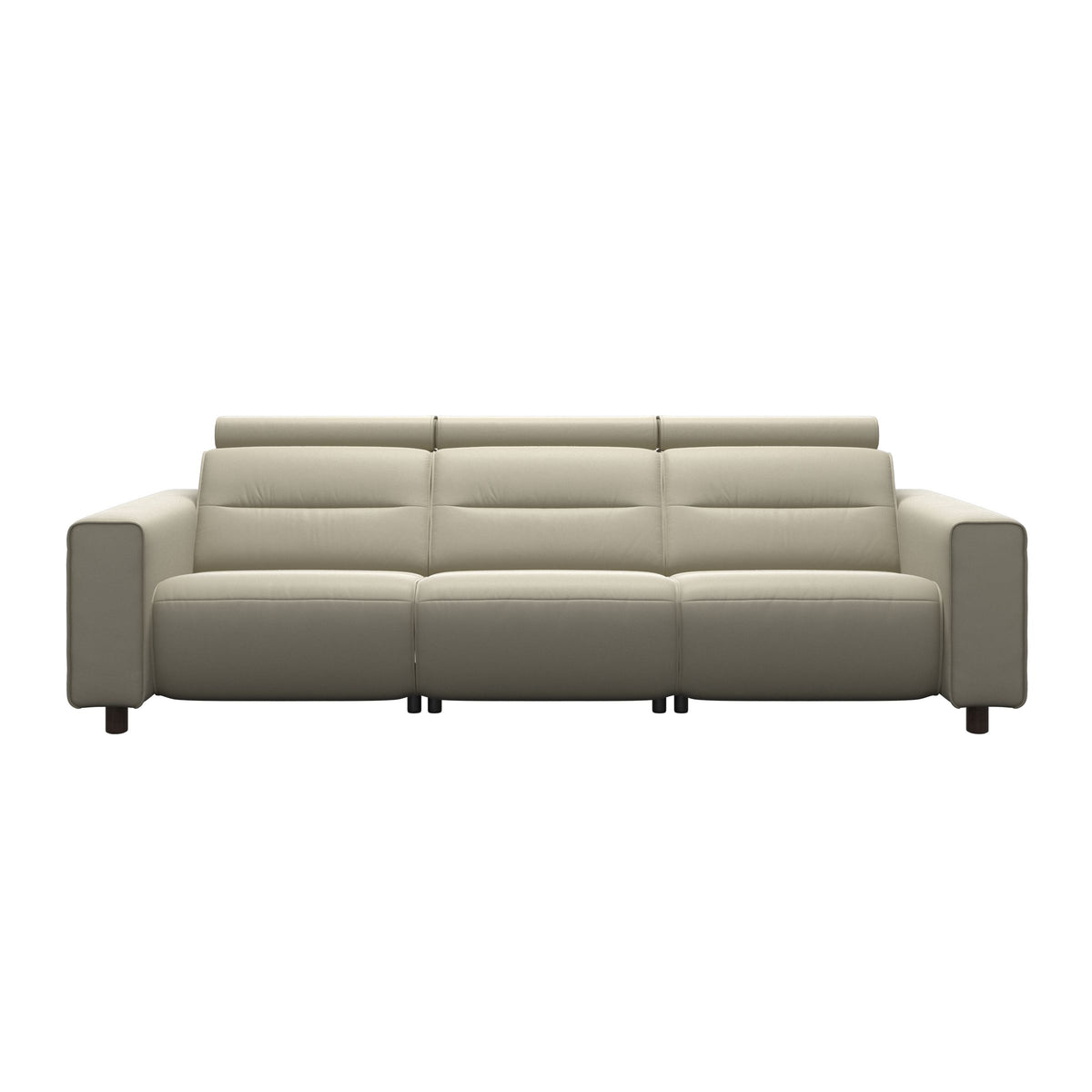 Stressless Emily Wide Arm 3-Seater Sofa with 2 Power Seats in Paloma Light Grey, Wenge, front view