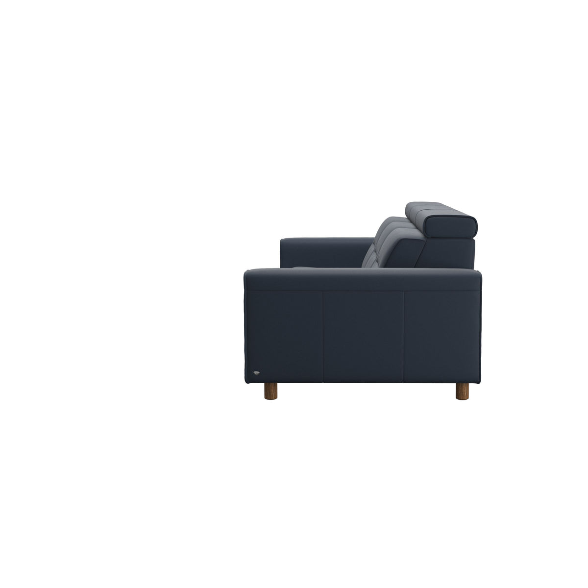 Stressless Emily Wide Arm 3-Seater Sofa with 2 Power Seats in Paloma Oxford Blue, Teak, back view