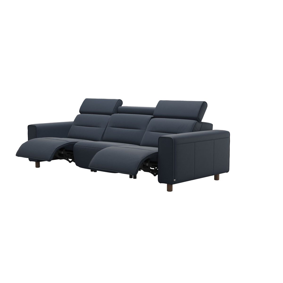 Emily Wide Arm - 3-Seater Sofa with 2 Power Seats - Paloma Oxford Blue - Walnut