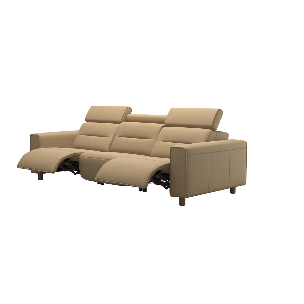 Emily Wide Arm - 3-Seater Sofa with 2 Power Seats - Paloma Sand - Walnut