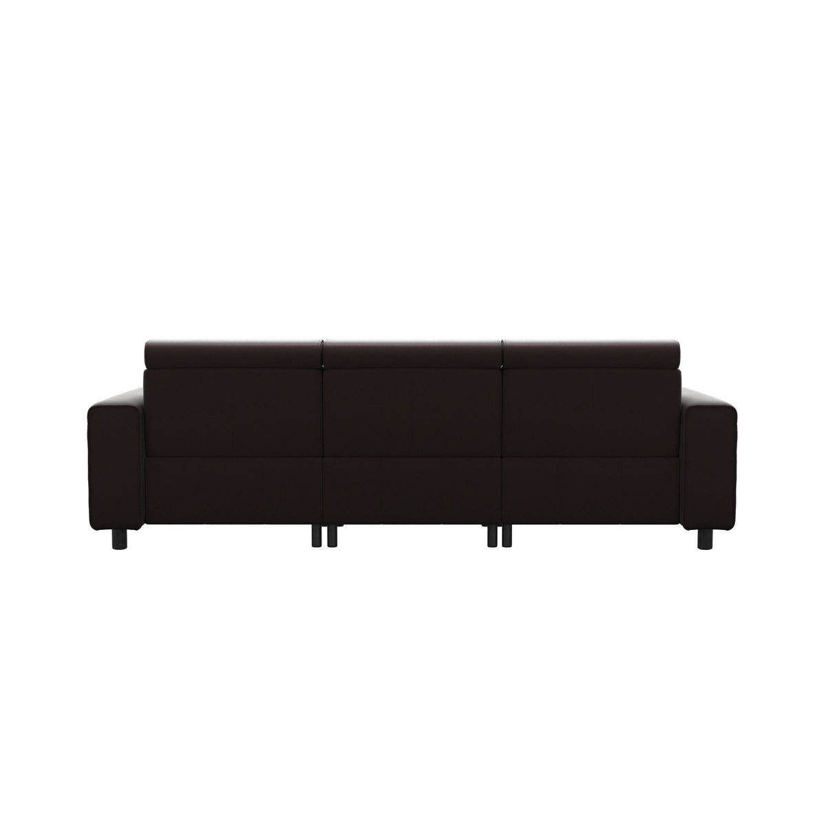 Stressless Emily Wide Arm 3-Seater Sofa with 2 Power Seats in Paloma Chocolate, Grey, rear three-quarter view