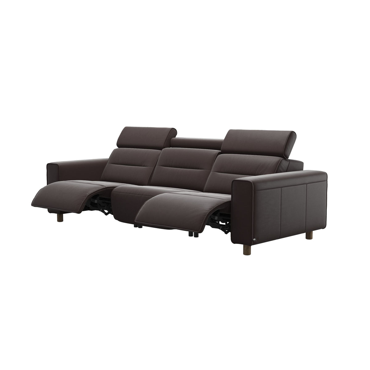 Emily Wide Arm - 3-Seater Sofa with 2 Power Seats - Paloma Chocolate - Smoked Oak
