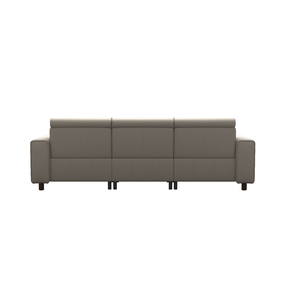 Stressless Emily Wide Arm 3-Seater Sofa with 2 Power Seats in Paloma Fog, Brown, rear three-quarter view