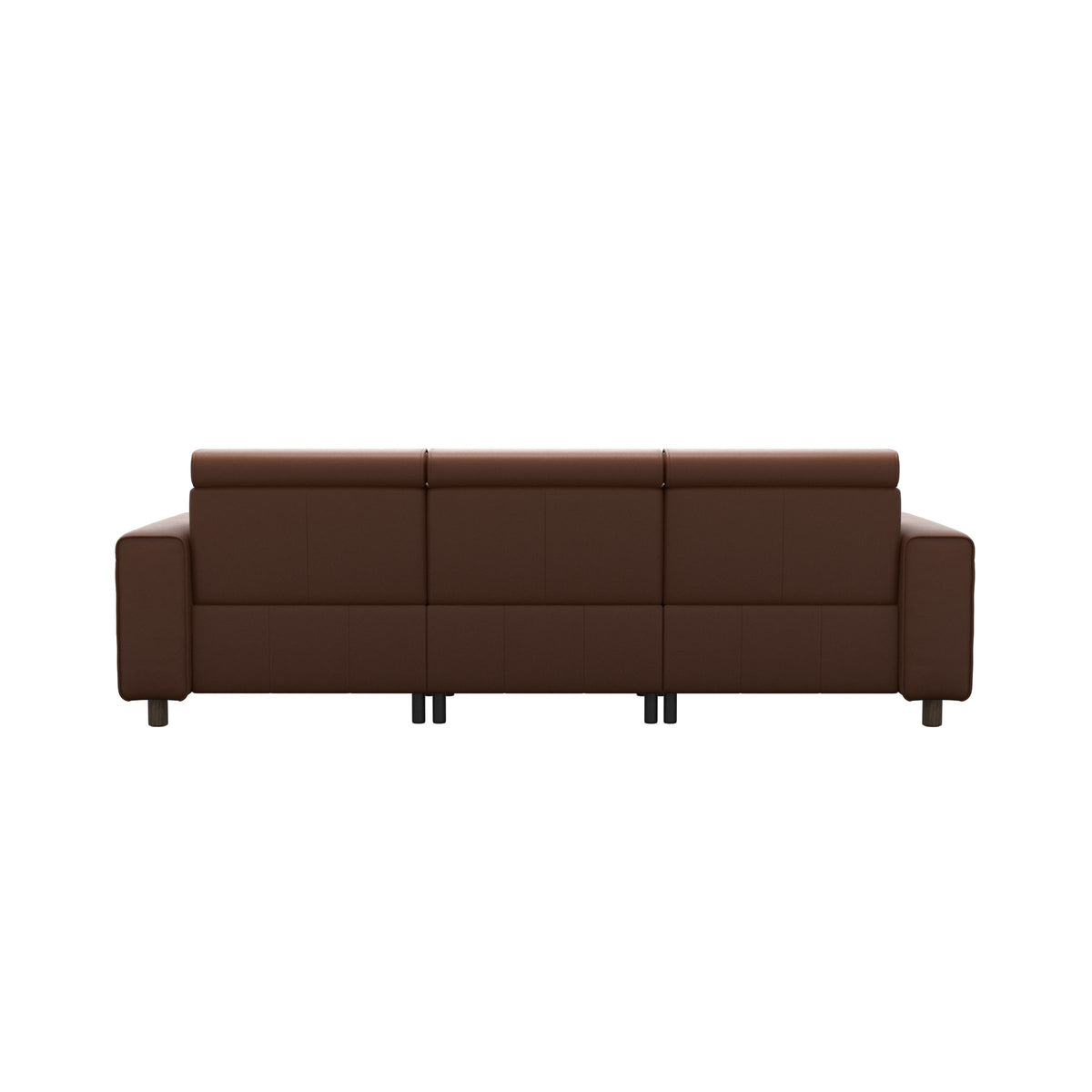 Stressless Emily Wide Arm 3-Seater Sofa with 2 Power Seats in Paloma New Cognac, Smoked Oak, rear three-quarter view