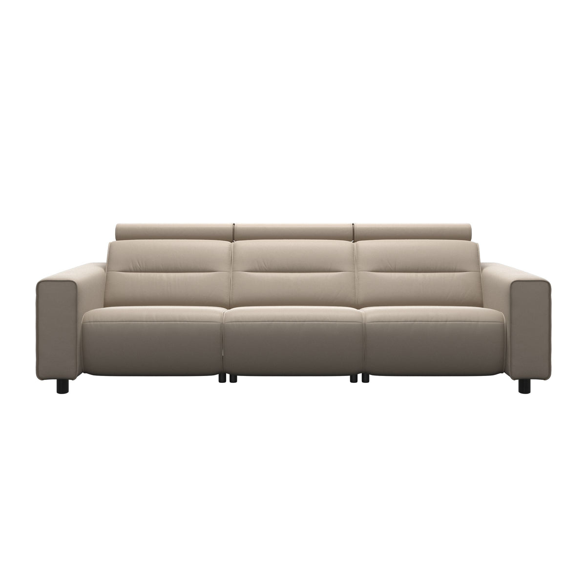 Stressless Emily Wide Arm 3-Seater Sofa with 2 Power Seats in Paloma Mushroom, Black, front view