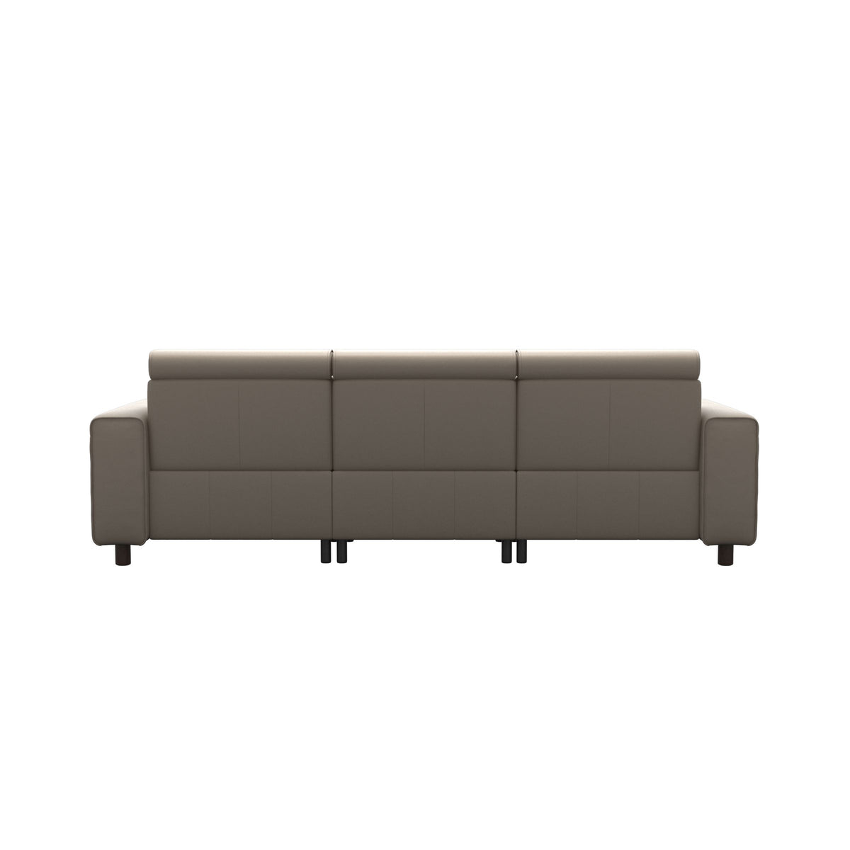 Stressless Emily Wide Arm 3-Seater Sofa with 2 Power Seats in Paloma Mushroom, Wenge, rear three-quarter view