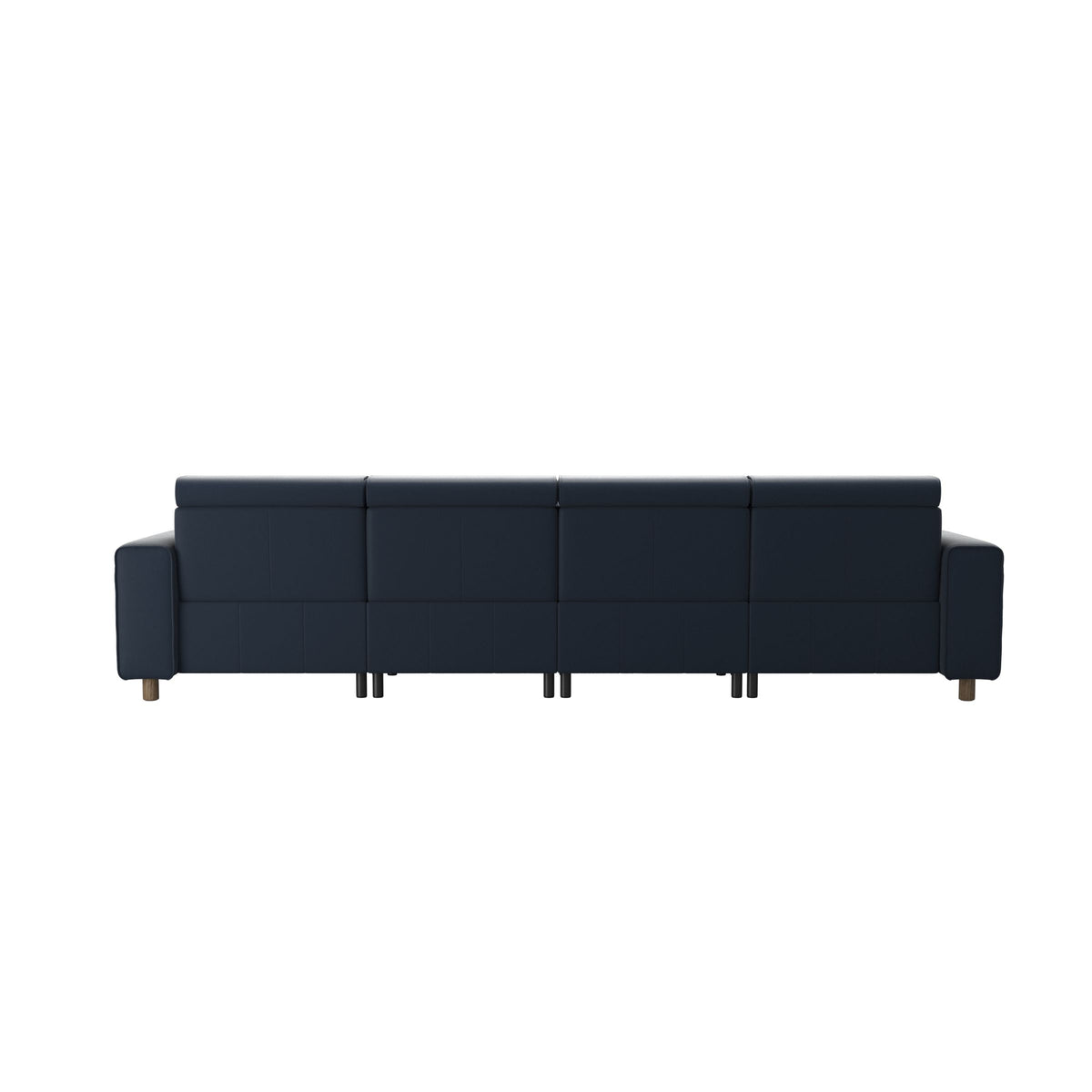Emily Wide Arm - 3-Seater Sofa with 2 Power Seats and 1 Long Seat - Paloma Oxford Blue - Smoked Oak