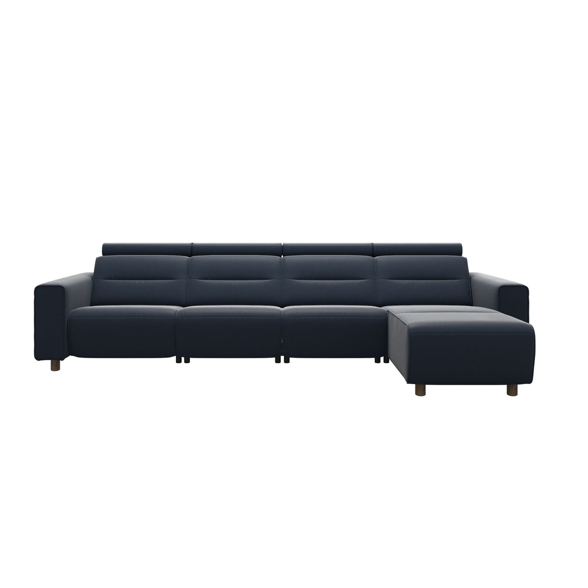 Emily Wide Arm - 3-Seater Sofa with 2 Power Seats and 1 Long Seat - Paloma Oxford Blue - Smoked Oak