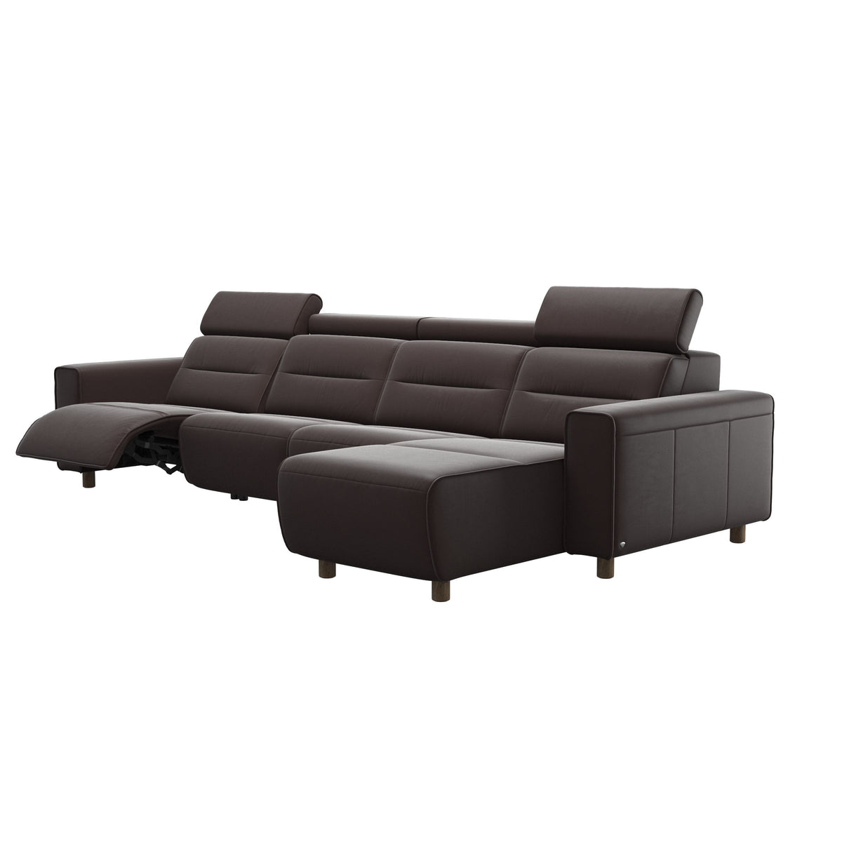 Emily Wide Arm - 3-Seater Sofa with 2 Power Seats and 1 Long Seat - Paloma Chocolate - Smoked Oak