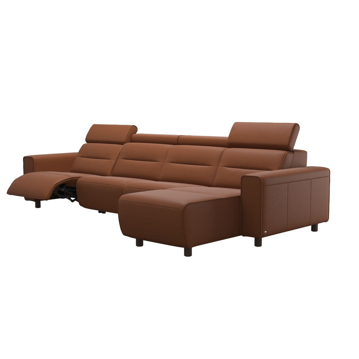 Emily Wide Arm - 3-Seater Sofa with 2 Power Seats and 1 Long Seat - Paloma New cognac - Wenge