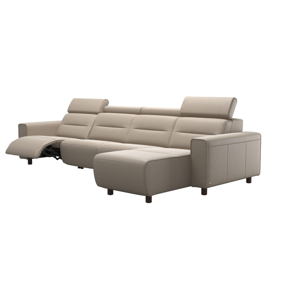 Emily Wide Arm - 3-Seater Sofa with 2 Power Seats and 1 Long Seat - Paloma Mushroom - Wenge