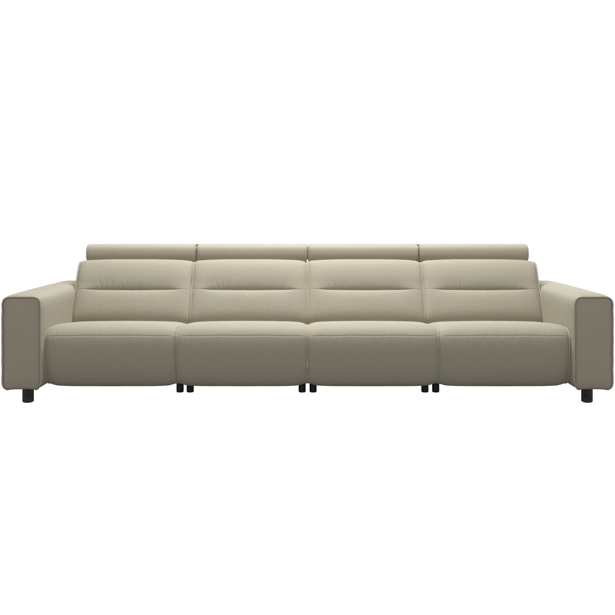 Stressless Emily Wide Arm 4-Seater Sofa with 2 Power Seats in Paloma Light Grey, Grey, front view