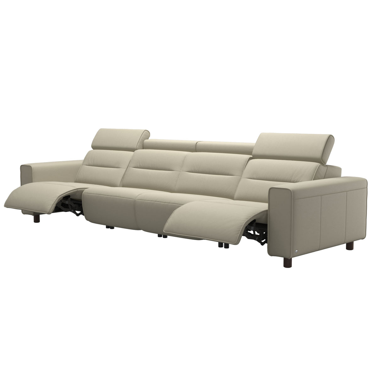 Emily Wide Arm - 4-Seater Sofa with 2 Power Seats - Paloma Light Grey - Wenge