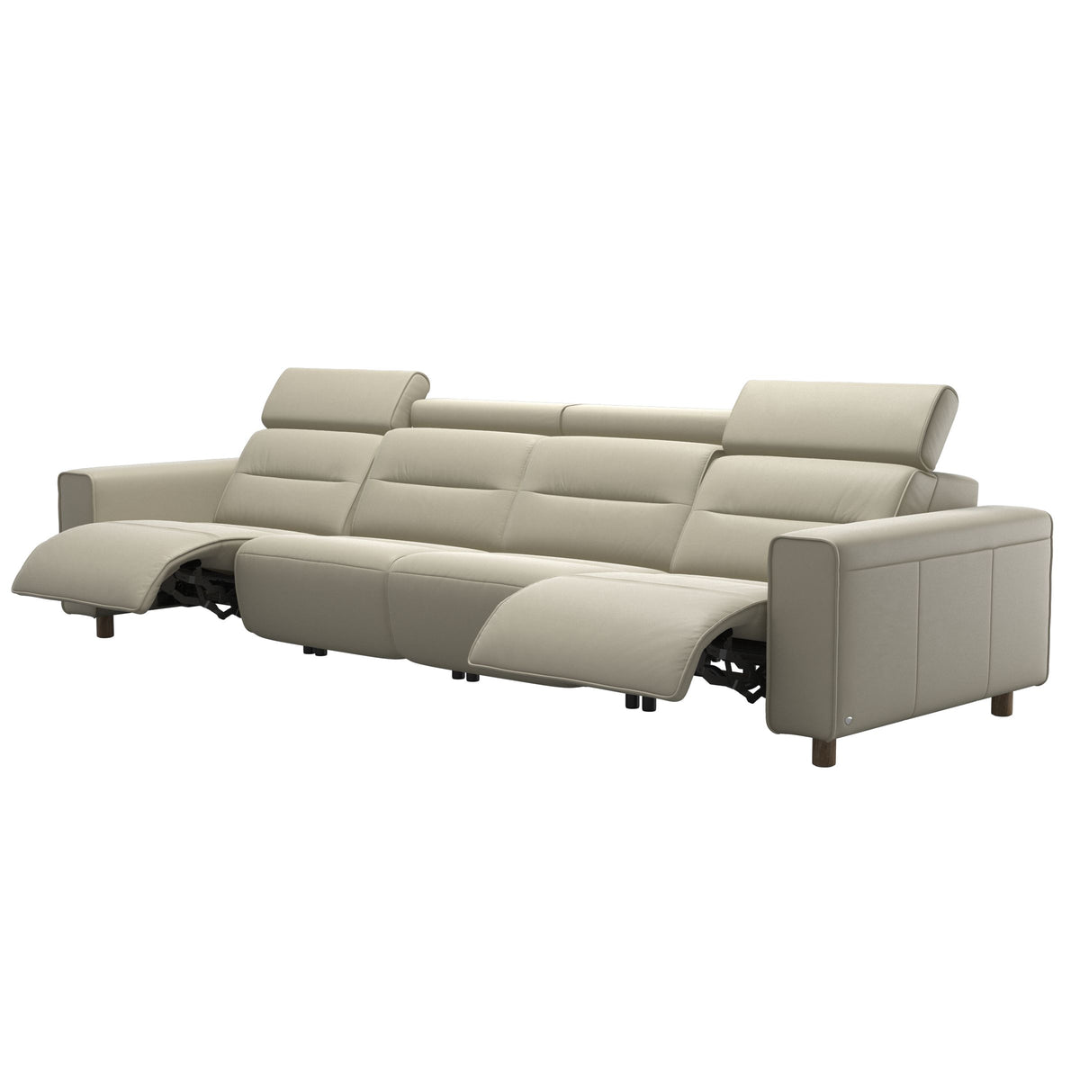 Emily Wide Arm - 4-Seater Sofa with 2 Power Seats - Paloma Light Grey - Smoked Oak