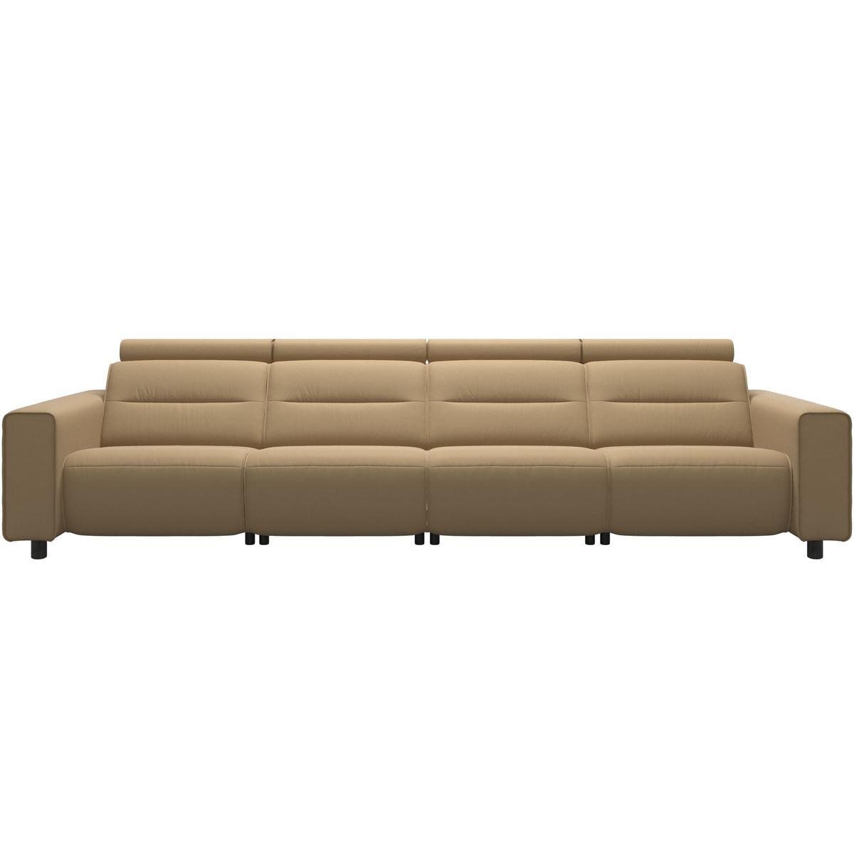 Stressless Emily Wide Arm 4-Seater Sofa with 2 Power Seats in Paloma Sand, Grey, front view