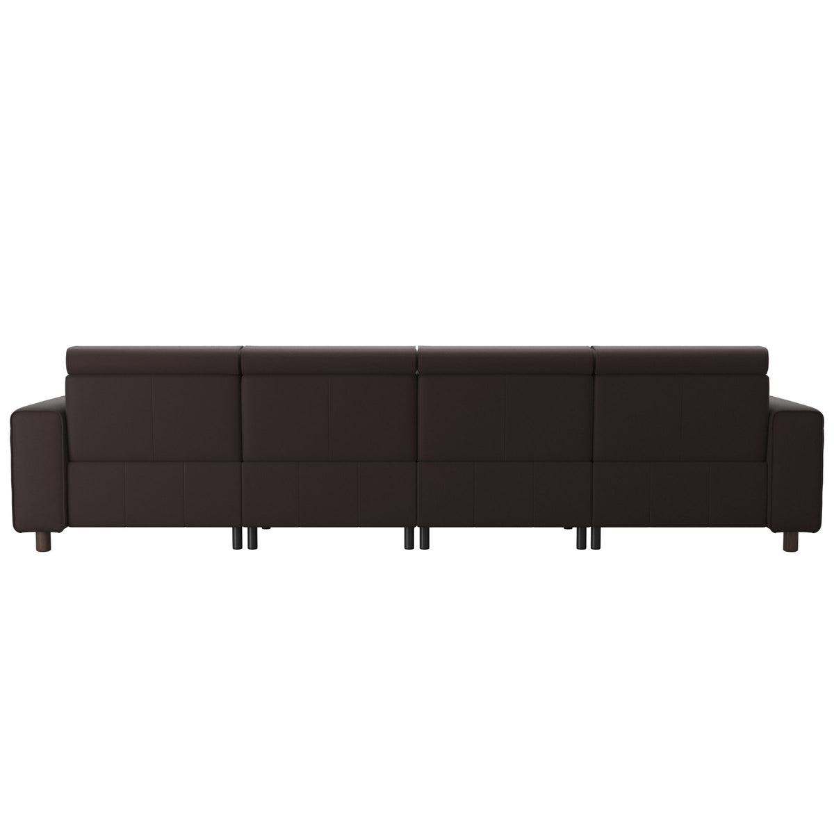Stressless Emily Wide Arm 4-Seater Sofa with 2 Power Seats in Paloma Chocolate, Wenge, rear three-quarter view