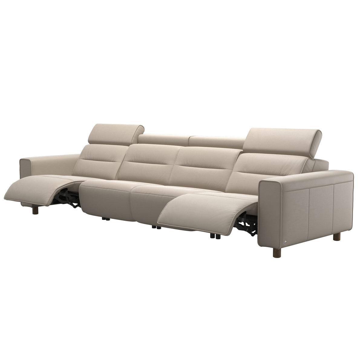 Emily Wide Arm - 4-Seater Sofa with 2 Power Seats - Paloma Fog - Smoked Oak