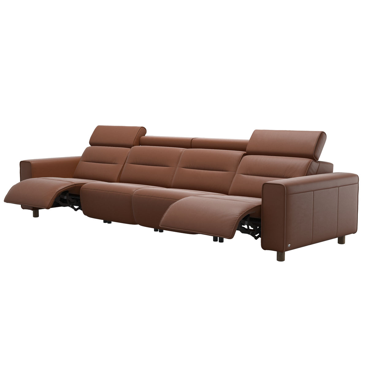 Emily Wide Arm - 4-Seater Sofa with 2 Power Seats - Paloma New cognac - Smoked Oak