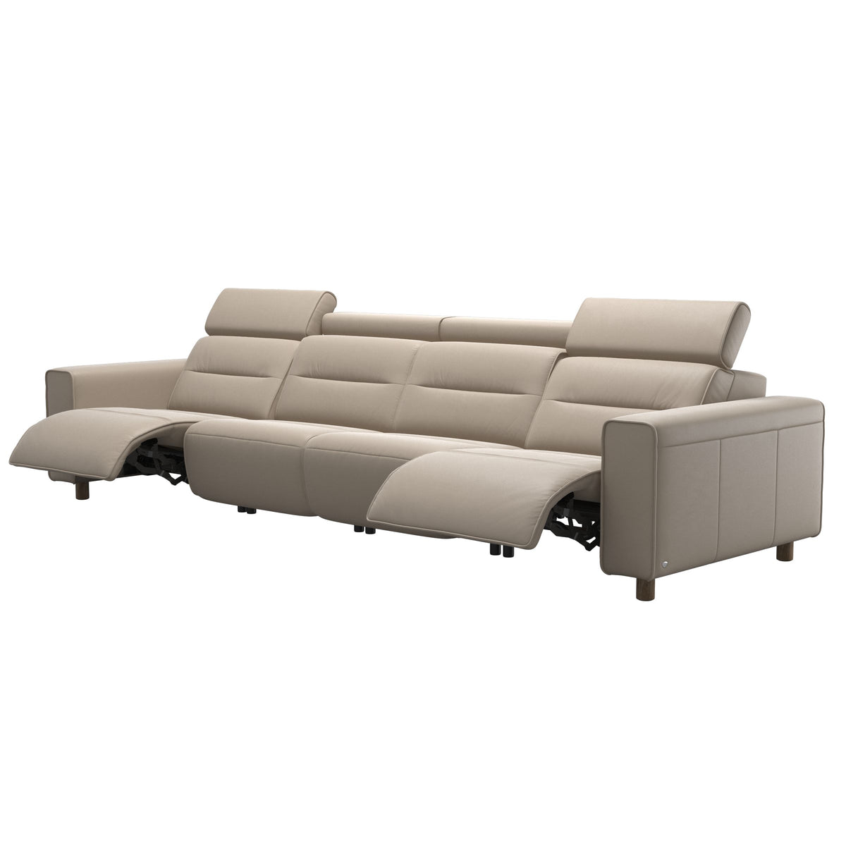 Emily Wide Arm - 4-Seater Sofa with 2 Power Seats - Paloma Mushroom - Smoked Oak