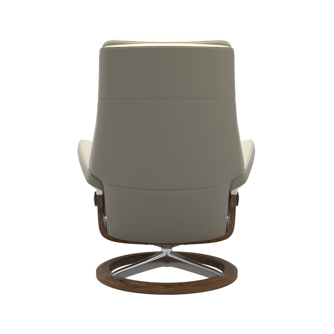 Stressless Paul Recliner Signature Base in Paloma Light Grey, Teak, back view