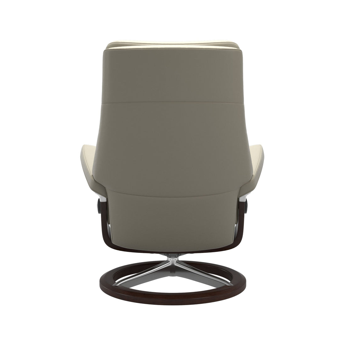 Stressless Paul Recliner Signature Base in Paloma Light Grey, Brown, back view