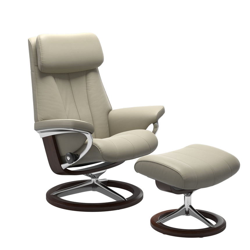 Paul Recliner - Signature Base - Paloma Light Grey - Brown Wood