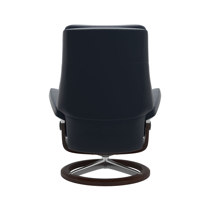 Paul Recliner - Signature Base - Paloma Oxford Blue - Brown Wood