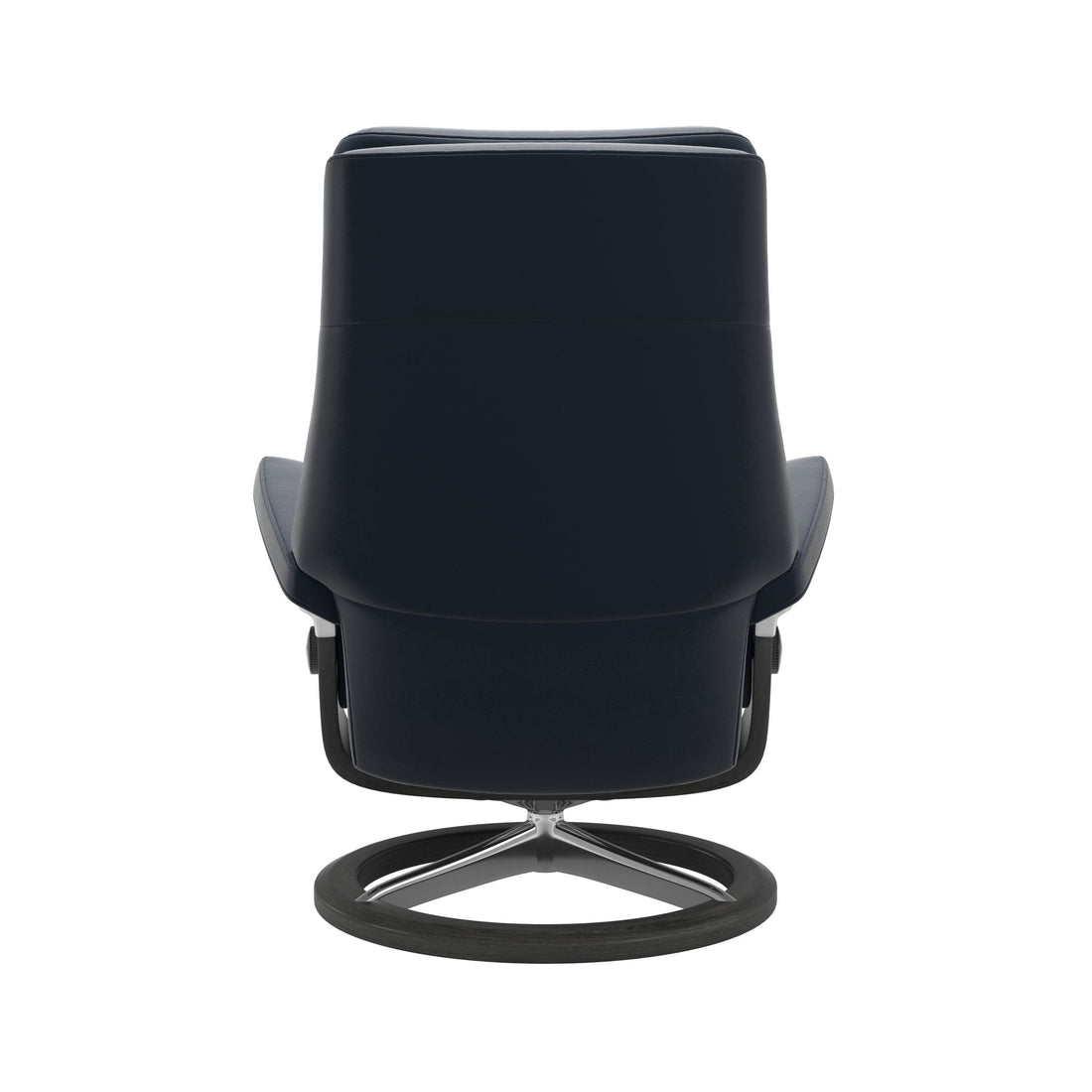 Stressless Paul Recliner Signature Base in Paloma Oxford Blue, Grey, back view
