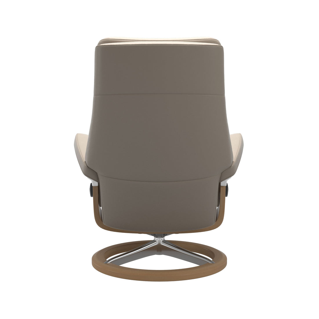 Stressless Paul Recliner Signature Base in Paloma Mushroom, Oak, back view