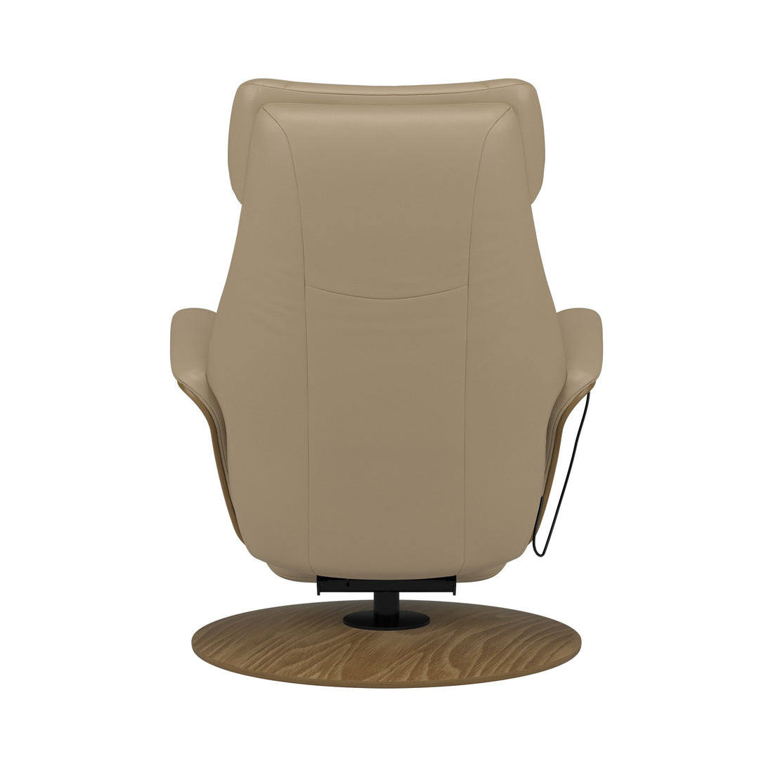 Stressless Adam Recliner in Paloma Mushroom, Smoked Oak, back view