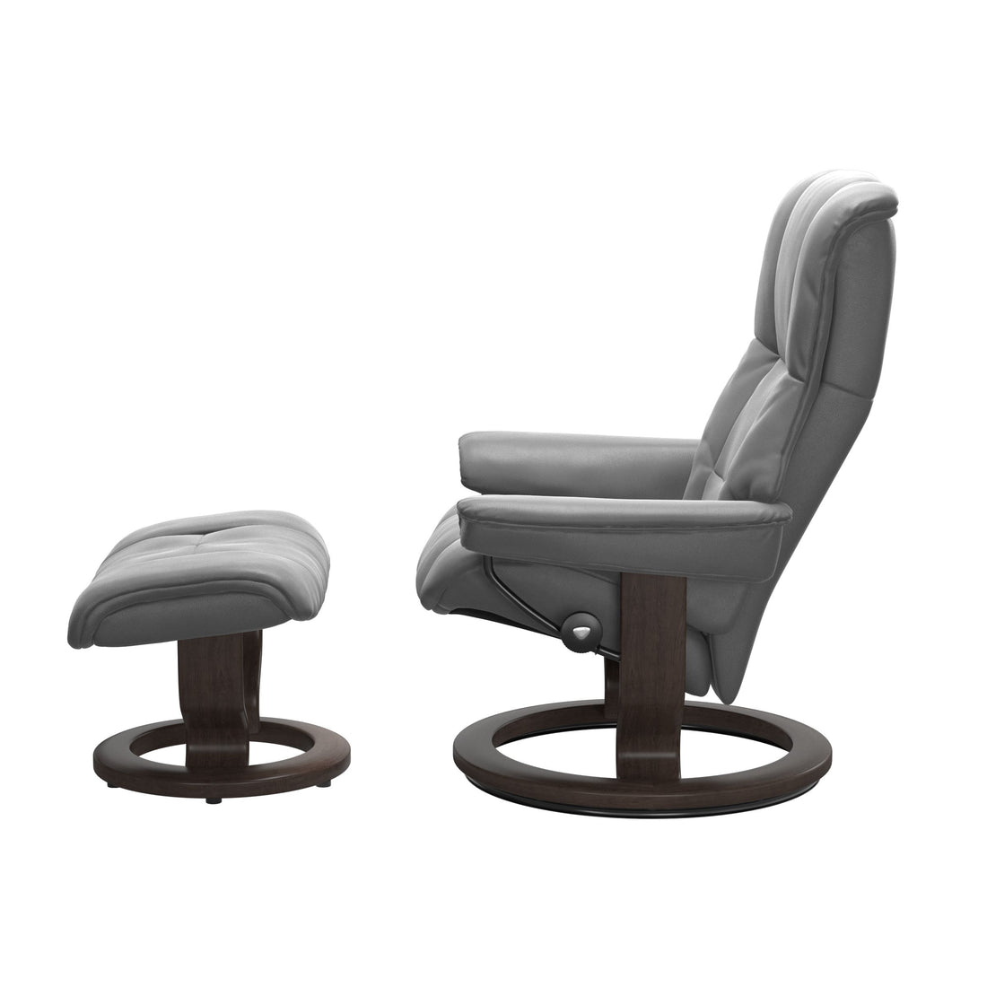 Stressless Mayfair Recliner Classic Base in Cori Grey, Wenge, side view