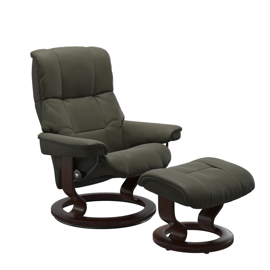 Mayfair Recliner - Classic Base - Paloma Dark Olive - Brown Wood