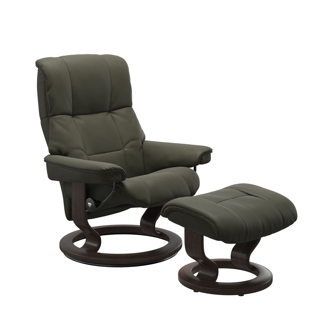 Stressless Mayfair Recliner Classic Base in Paloma Dark Olive, Wenge, front view