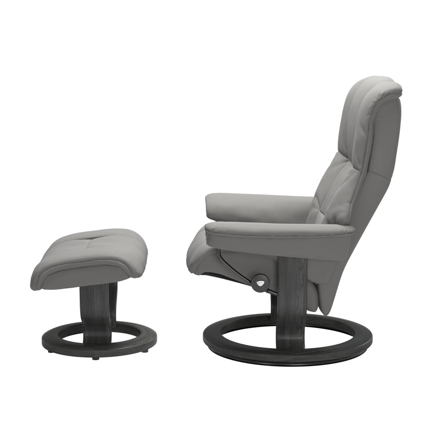 Mayfair Recliner - Classic Base - Paloma Silver Grey - Grey Wood